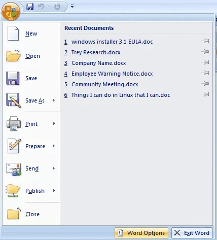 Microsoft Office 2007 — لقطة شاشة 1